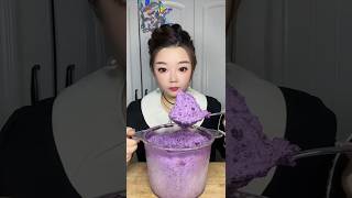 Purple Fluffy Ice Dessert With Soft Crunchy Layers