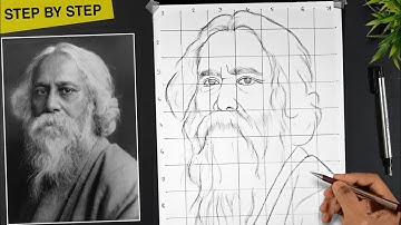 How to draw Rabindranath Tagore,  Rabindranath Tagore drawing step by step,  Sanju Arts