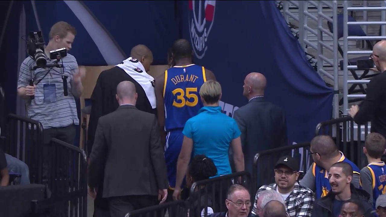 Kevin Durant Leaves Game With Hyper Extended Leg Injury! vs Wizards 02/28/2017 - 2016 17 NBA Season