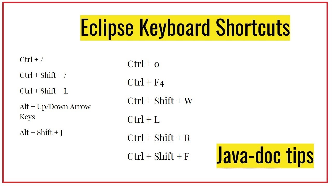 eclipse shortcuts assignment