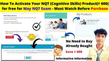 💥 Update! How To Activate Your NQT (Cognitive Skills) Product(Save ₹ 600) for free for May NQT Exam