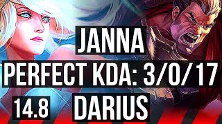 JANNA vs DARIUS (TOP) | 3/0/17 | EUW Master | 14.8