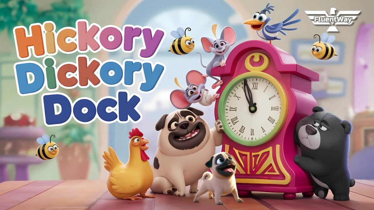 Hickory Dickory Dock | Nursery Rhymes & Kids Songs | Fluent Way Idiomas