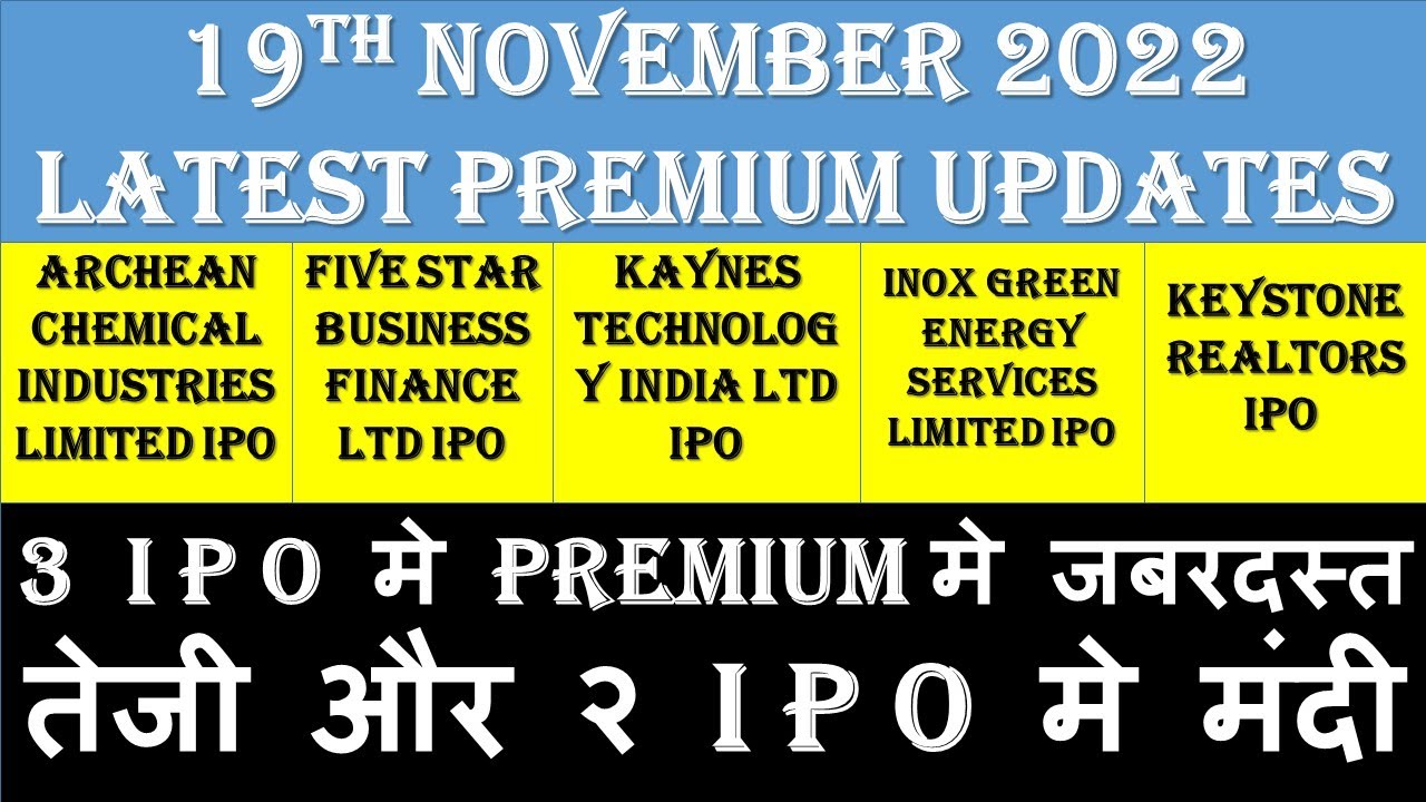 Archean Chemical IPO Five Star Ltd IPO Kaynes Technology Inox