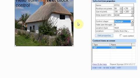 Repeat Signage Controls - Text Block control