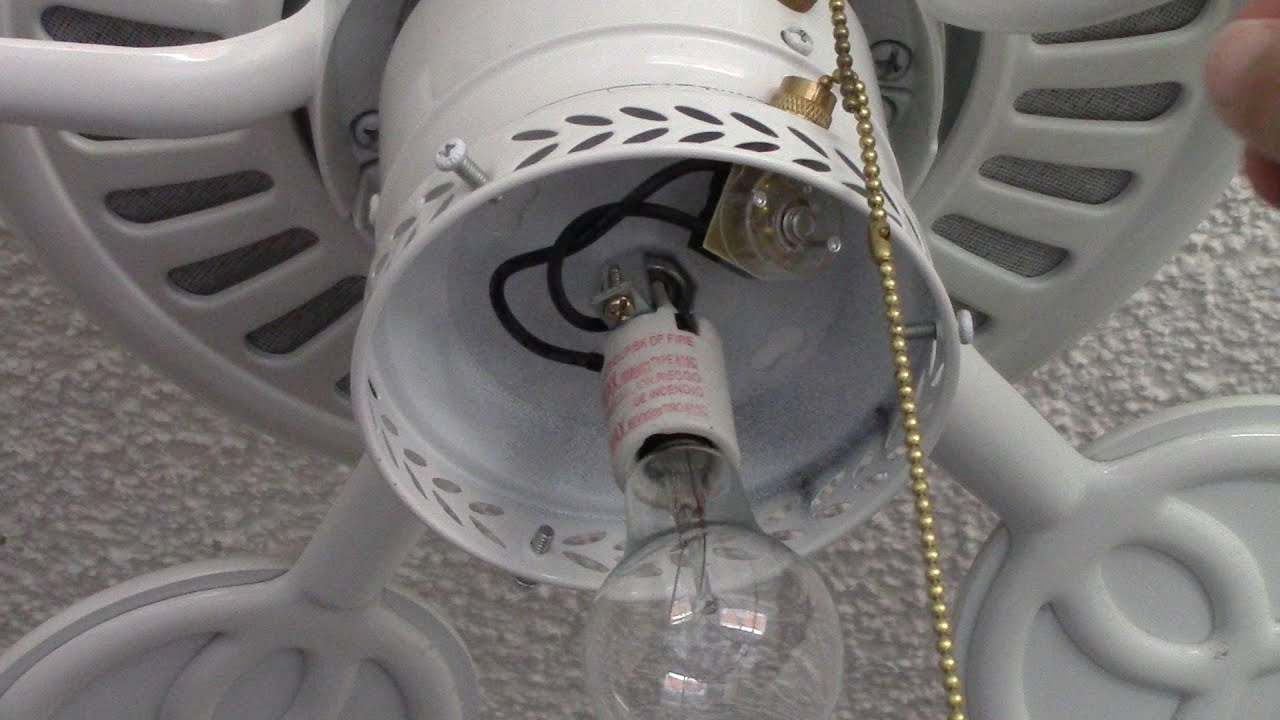 How To Fix Ceiling Fan Light Pull Cord Ceiling Fan Pull Switch Repair - How to repair fan with single light  fixture - YouTube