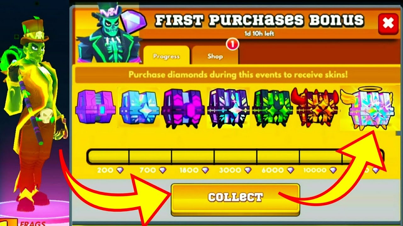 There's Rest There's Free First purchase Bonus In Frag Pro Shooter Oksa v 2.20.0