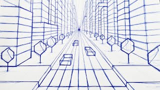 How To Draw A City Using One Point Perspective Drawing