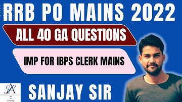 RRB PO Mains 2022 | RRB PO Mains GA Memory Based Paper 2022 | Memory Based GA Questions