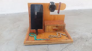 Ahşap Organizer Telefon Sarj İstasyonu / How To Make A Desk Phone Charging Station / Docking Station