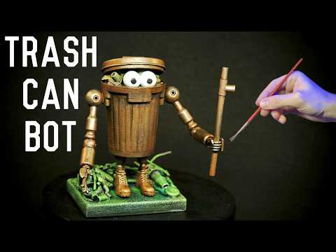 Making a Cute Little Trash Can Robot [Trash Can Miniature to Small Robot Model]