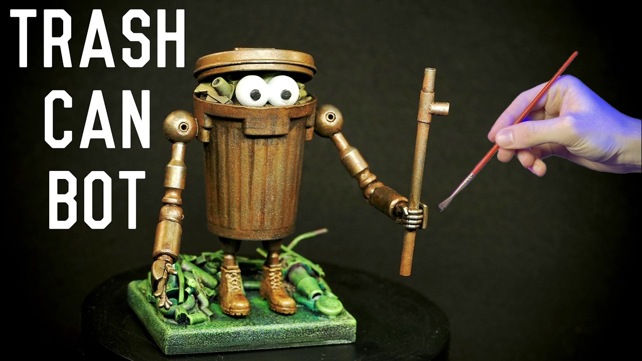 Making a Cute Little Trash Can Robot [Trash Can Miniature to Small ...