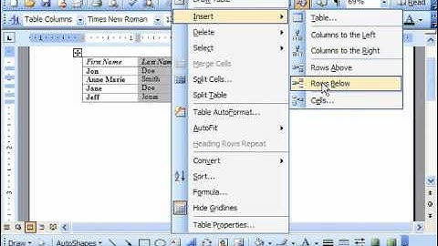 Word 2003 Tutorial Adding & Deleting Columns & Rows Microsoft Office Training Lesson 16.4