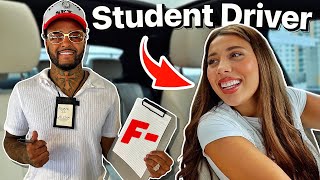 GIRLFRIEND GOES BACK TO DRIVING SCHOOL FOR A DAY! *GONE WRONG*