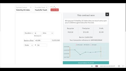 No touch Binary options trading deriv volatility 25 index winning strategies