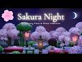 【あつ森BGM】夜桜が舞う癒しのひととき🌸心安らぐリラックスピアノ＆水の音｜作業・勉強・睡眠用