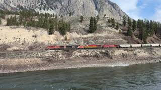 Beautiful LashUp! CPKC Mixed Train West @ Spences Bridge BC Canada 30MAR24 CP AC4400CW 9722 Leading