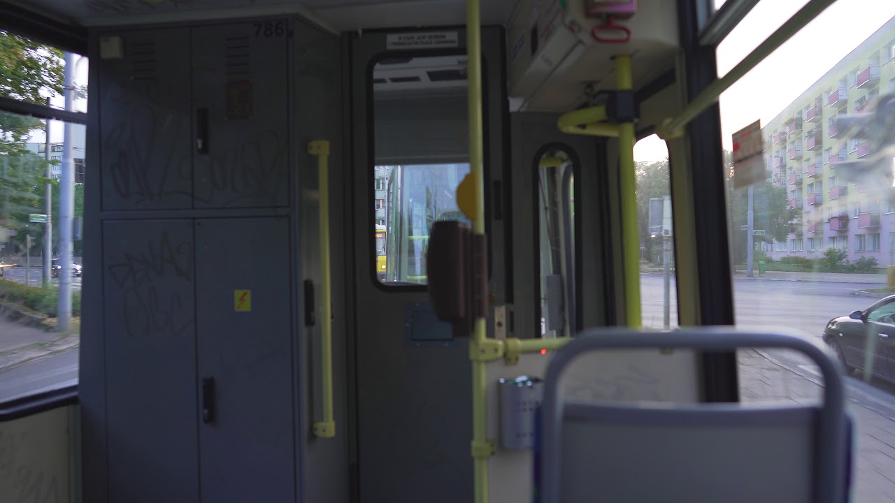 Poland, Szczecin, tram 5 ride from Parkowa to Plac Rodła