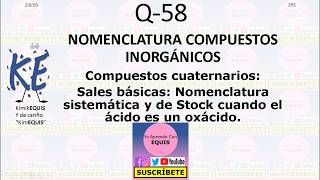 ¿Sales básicas de oxácidos? Nomenclatura sistemática o de la IUPAC y de Stock