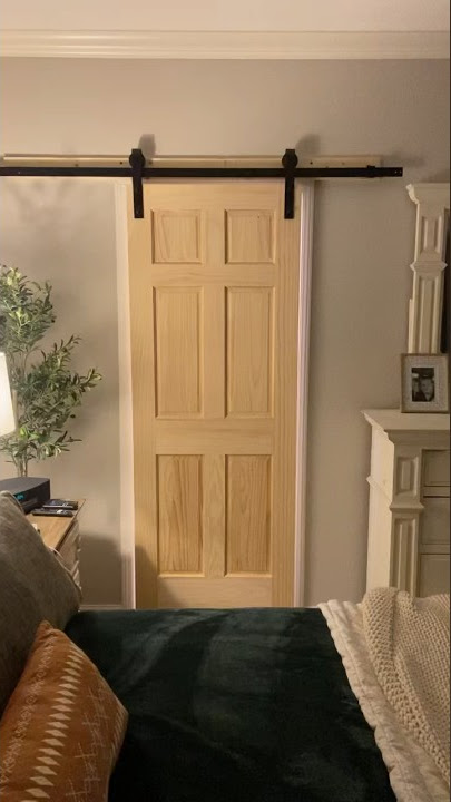 DIY sliding bathroom door. #diy #summer #wood #simple #doors