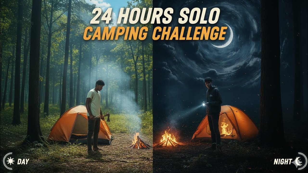 24 Hours Solo Night Camping 🏕️ Day-1  Challenge Forest video  