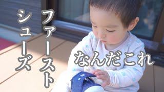 【ファーストシューズ】靴を履いて歩く練習/まだ歩けないよ/1歳1ヶ月