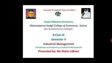 B.com III Semester V- Industrial Management Paper I lecture no 2