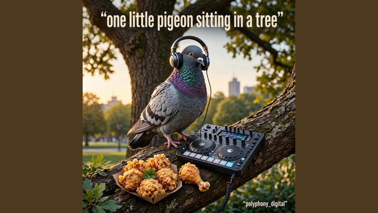 one liitle pigeon sitting in a tree