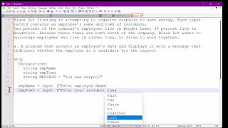 CIS125 BlackDot Mod3 pseudocode Part A