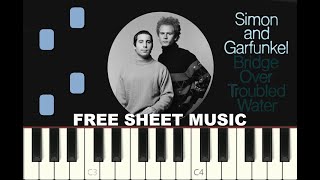 BRIDGE OVER TROUBLED WATER, Simon & Garfunkel, Piano Tutorial with free Sheet Music (pdf)
