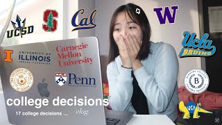 college decisions reaction vlog 2024 *stressed* || ucs, ivy league, ...