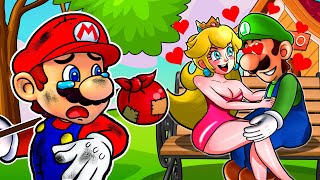 Peach Fall in Love with Luigi  Mario & Peach Sad Love Story  Super Mario Bros Animation