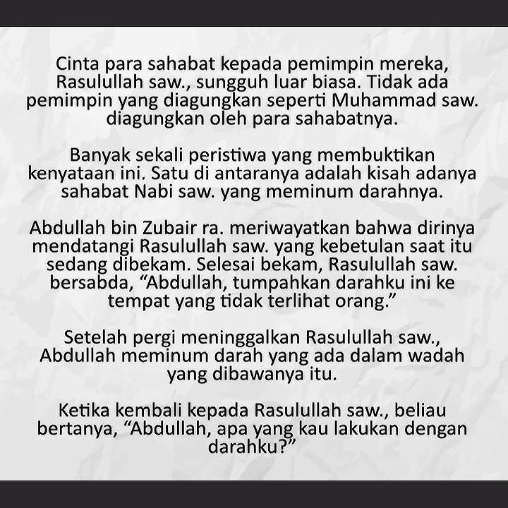 Kisah Abdullah Bin Zubair Sahabat Yang Meminum Darah Rasulullah