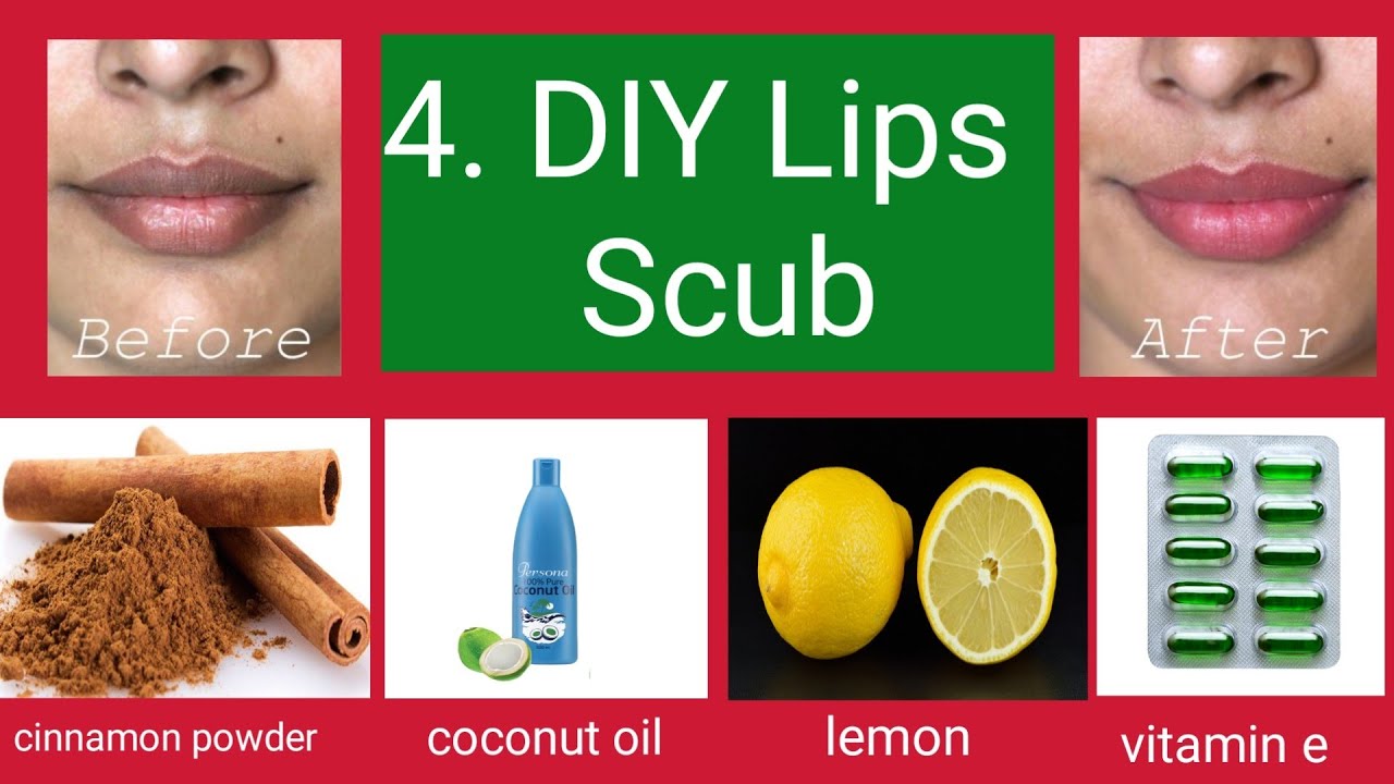 4 DIY Lips Scrub || Smooth and soft lips|| Pink lips || Remove dark ...