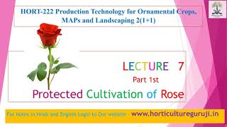 #HORT222 | Lecture 7 Protected Cultivation of Rose Part 1 | गुलाब की संरक्षित खेती