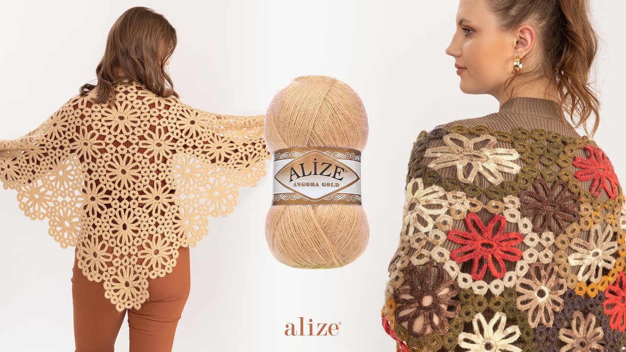 Шаль с мотивом Alize Angora Gold