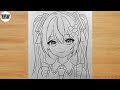 How to Draw a Cute Anime Girl Step by Step | Easy Anime Drawing Tutorial