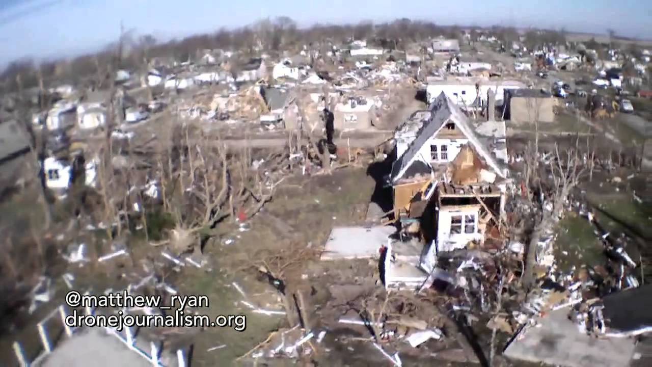 Aerial view of Illinois tornado outbreak aftermath, from a drone - YouTube