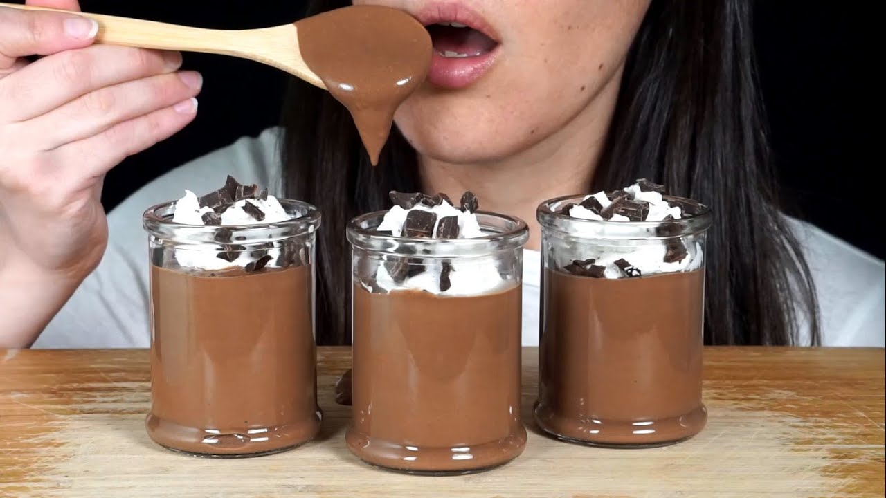 ASMR Chocolate Pudding With Coconut Cream ~ Soft Sounds (No Talking)