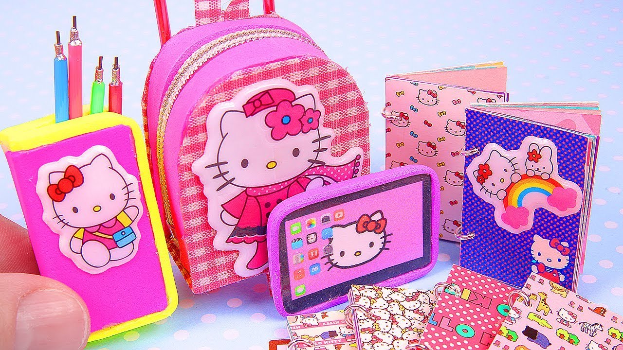  DIY Miniature Hello Kitty School Supplies notebooks 