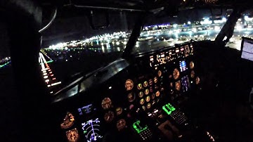 737 Sidestep/Swingover  at Night - Cockpit View