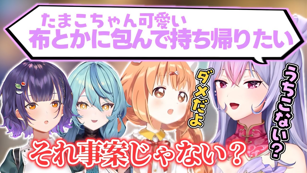 たまちゃんを布で包んで持ち帰りたいもねち【雲母たまこ/梢桃音/珠乃井ナナ/七瀬すず菜/にじさんじ切り抜き】