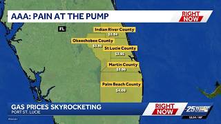 Gas prices rise in Palm Beach County surpassing 4 per gallon