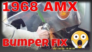 1968 amx go pack Restoration front bumper cut off end, reweld, fix dents, and prime to paint