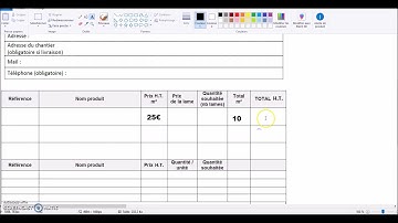 Compléter un bon de commande