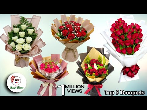 видео: Top 5 Best Flower Bouquet | Flower Bouquet | Flower Wrapping Techniques | Flower Arrangement