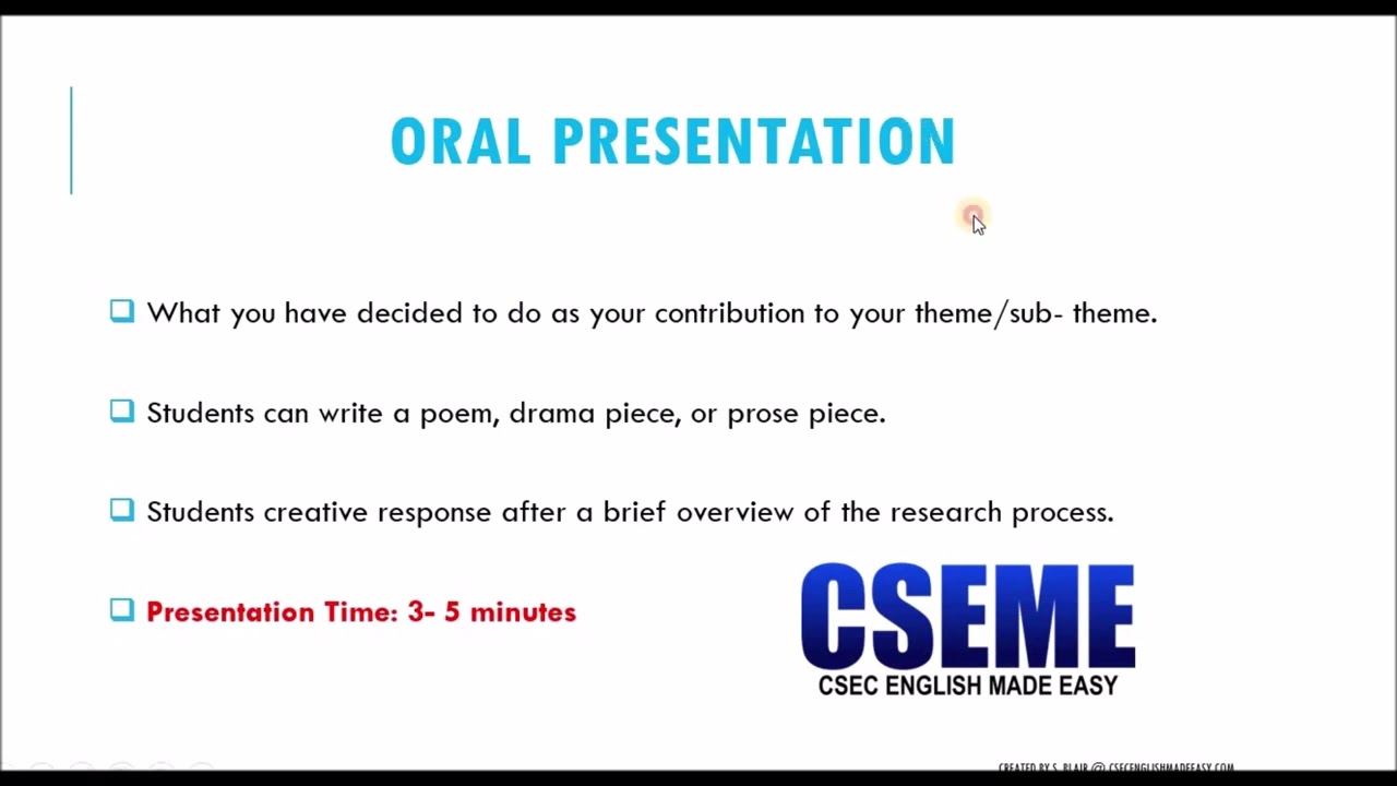 csec english oral presentation