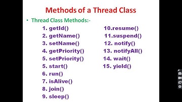 Methods of a Thread Class in Java || Methods of a Thread Class || Thread class methods(Java) with Ex