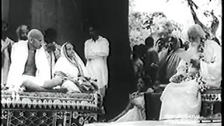 Mahatma Gandhi and wife Kasturba visit poet Rabindranath Tagore at Santiniketan, February 18, 1940