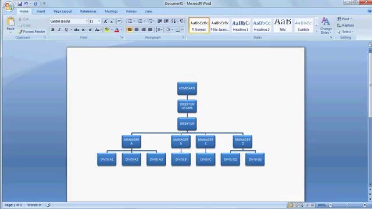 Belajar Microsoft Word 2007 Cara Membuat Struktur Organisasi Dengan Mudah Dan Cepat Youtube